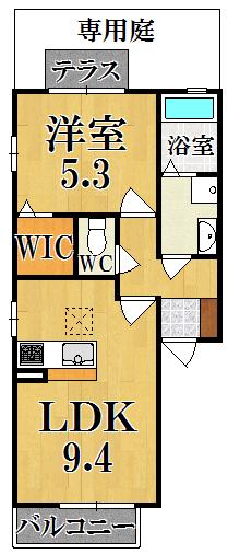 グランドール(1LDK/1階)の間取り写真