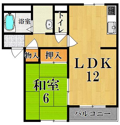 ビーサイドマンションA棟(1LDK/1階)の間取り写真