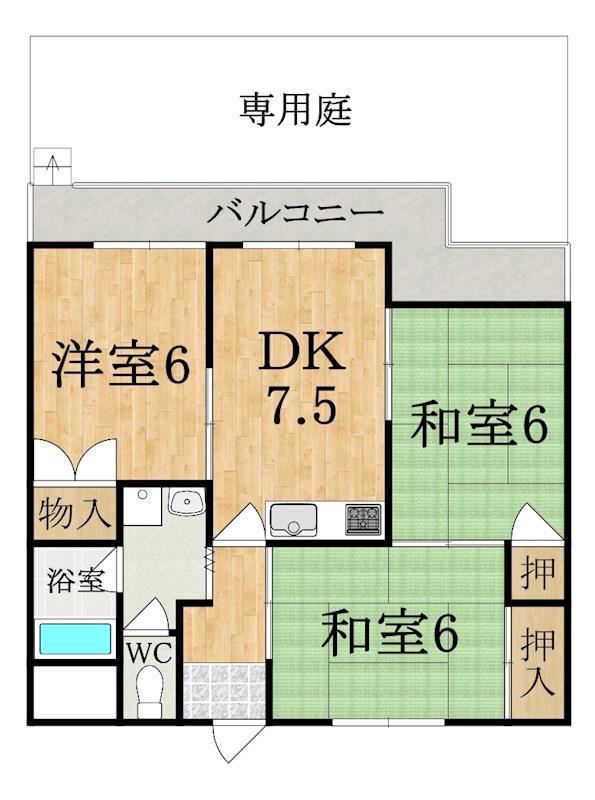 第3サンコウハイツ(3LDK/5階)の間取り写真