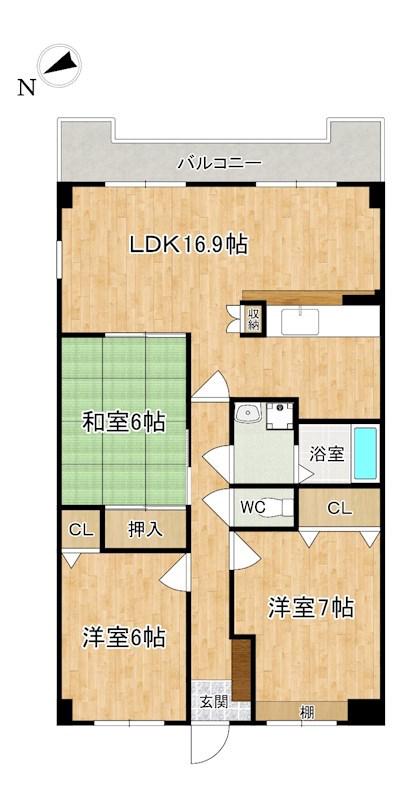 グレースコート恋の窪(3LDK/3階)の間取り写真