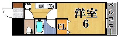 カーサ・デ・ミレニアムウエスト(1K/1階)の間取り写真