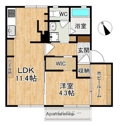 ラ・フォーレ紀寺(1LDK/2階)の間取り写真