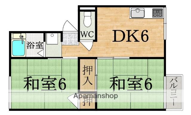 松美台ハイツ(2DK/1階)の間取り写真