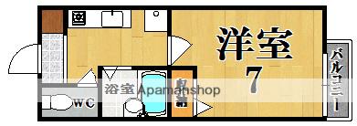 トゥールビヨン(1K/1階)の間取り写真