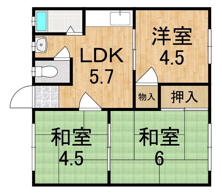 池上荘(3DK/2階)の間取り写真