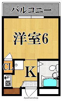 GRM二条(1K/2階)の間取り写真