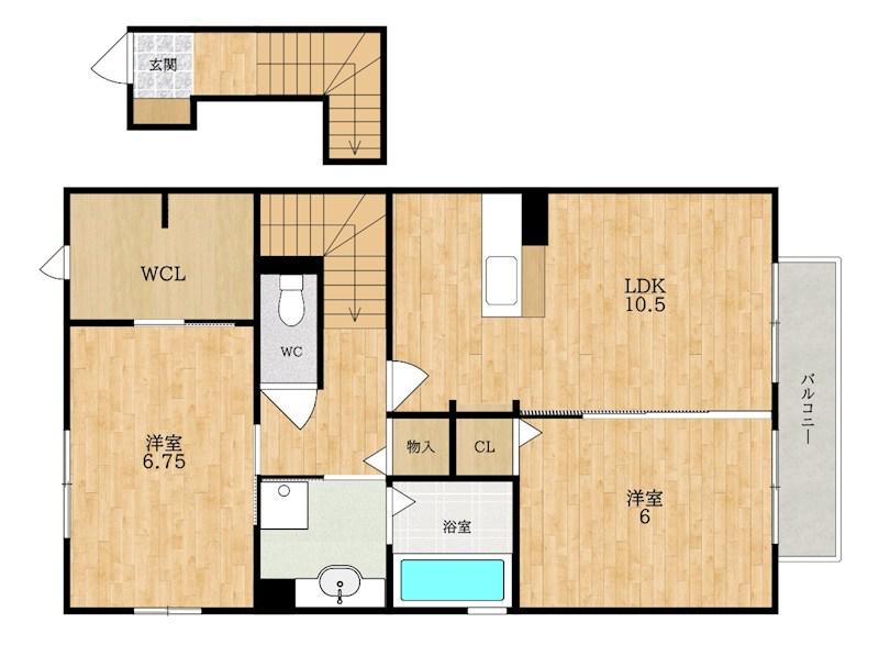 ヴォラーレ(2LDK/2階)の間取り写真