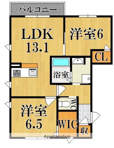 フォンド・メゾンA棟(2LDK/2階)の間取り写真
