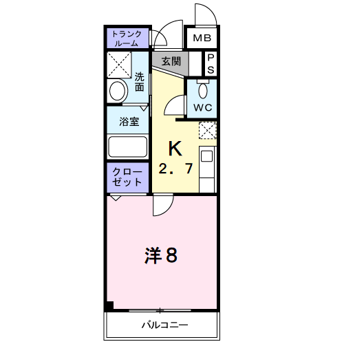 グリーンピア中川Ⅱ号館(1K/2階)の間取り写真