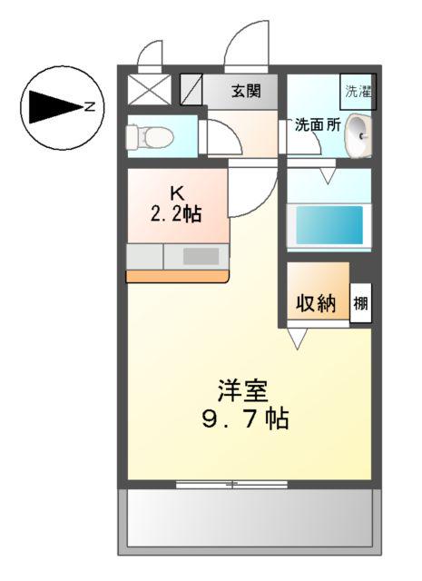 グランベル三山木(1K/3階)の間取り写真