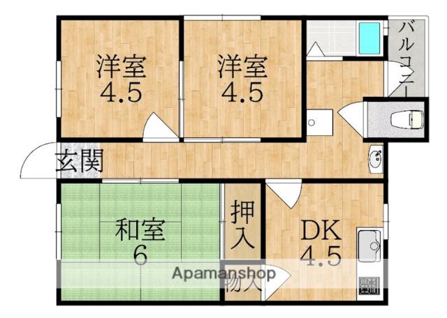 上村アパート(3DK/2階)の間取り写真