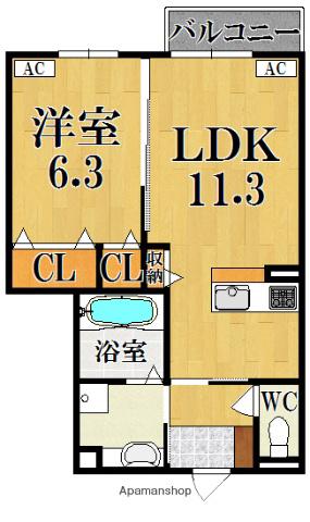グランデ・フェリーチェ R棟(1LDK/2階)の間取り写真