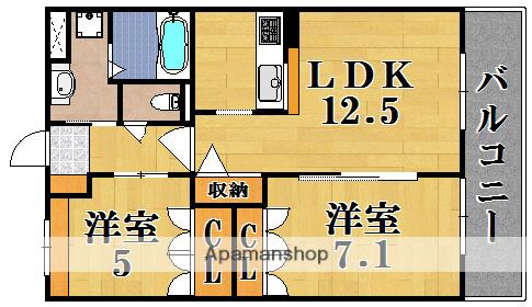 レーベンAZUKI(2LDK/1階)の間取り写真
