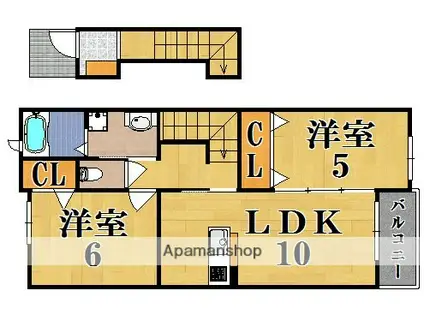 エスポワール梅美台(2LDK/2階)の間取り写真