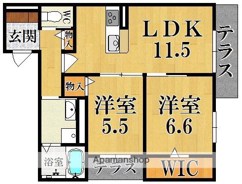 SHAMAISON LAPUTA (2LDK/1階)の間取り写真