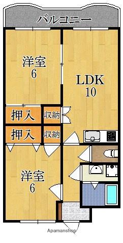 AIRYU 1 TOHO(2LDK/4階)の間取り写真