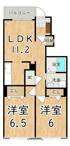 グランドソレイユA(2LDK/1階)の間取り写真