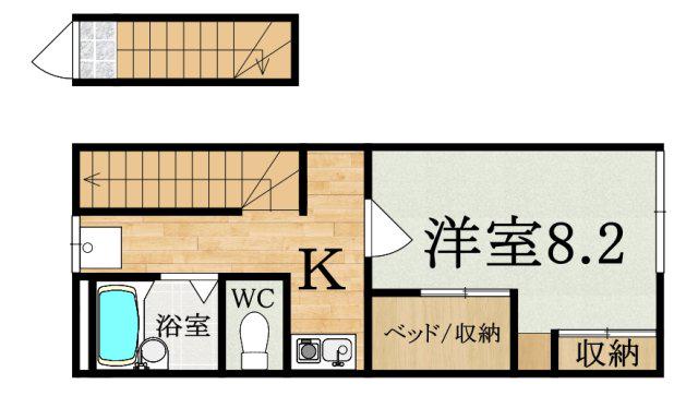 レオパレスWILL南郡山(1K/2階)の間取り写真