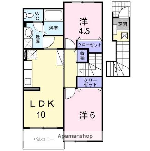 サニー・コーポS・OA(2LDK/2階)の間取り写真