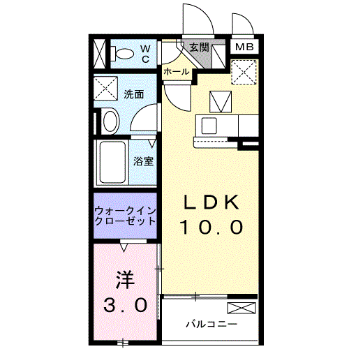 アンプルール(1LDK/1階)の間取り写真