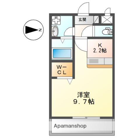 グランベル三山木(1K/3階)の間取り写真