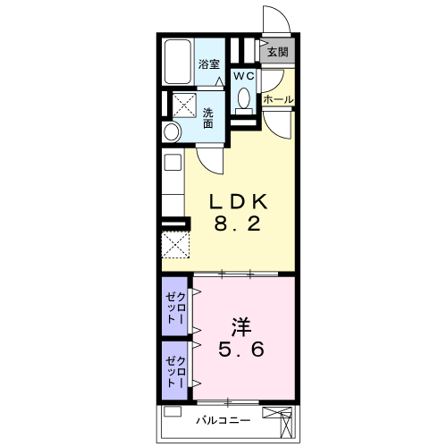 ミレ グランデ 京田辺(1LDK/3階)の間取り写真