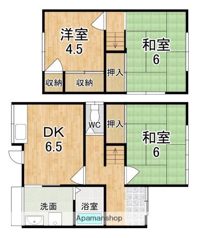 近鉄難波・奈良線 新大宮駅 徒歩16分 2階建 築41年(3DK)の間取り写真