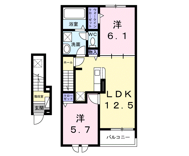 グリーンハイツ加茂Ⅱ(2LDK/2階)の間取り写真