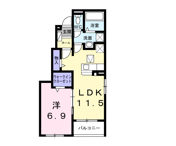 グリーンハイツ加茂Ⅰ(1LDK/1階)の間取り写真