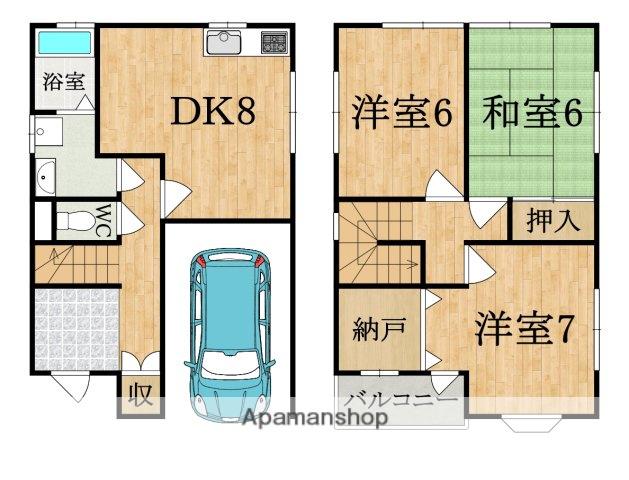 関西本線 奈良駅 徒歩19分 2階建 築29年(3DK)の間取り写真