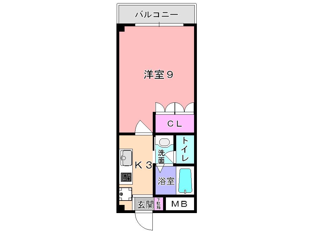 コンフォール祝園Ⅱ(1K/1階)の間取り写真