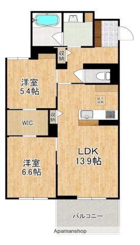 シャーメゾン 新大宮(2LDK/1階)の間取り写真