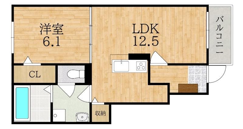 クローバー(1LDK/1階)の間取り写真