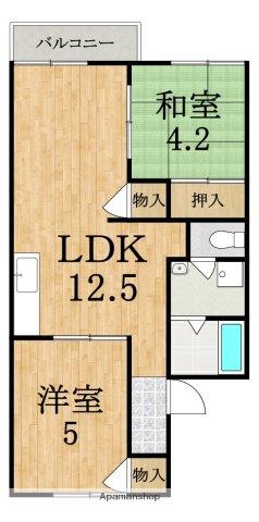 グリーンヒル新賀(2LDK/2階)の間取り写真