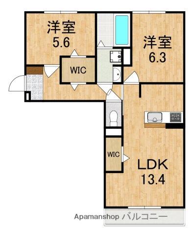 プラミシア(2LDK/2階)の間取り写真