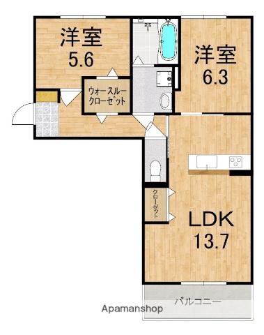 リジェールイースト(2LDK/3階)の間取り写真