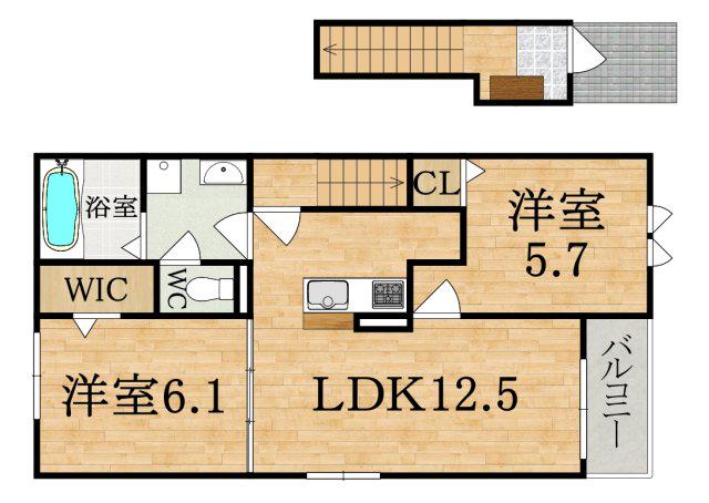 ルナ ハイツⅤ(2LDK/2階)の間取り写真