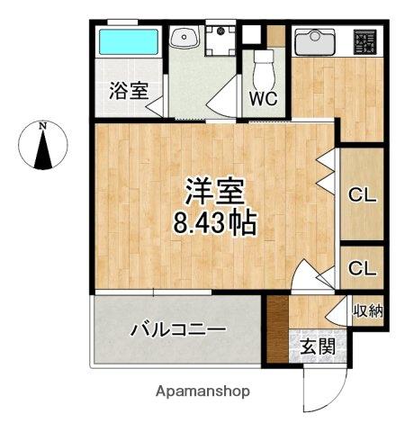 CUBE(1K/2階)の間取り写真