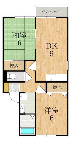 ファミールスギモトⅠ(2DK/2階)の間取り写真