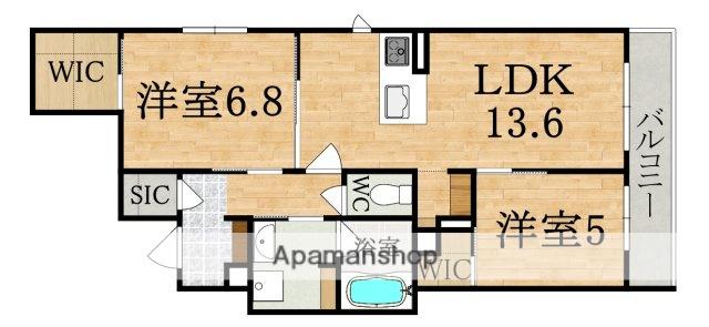 SHAMAISON GRANDE 北郡山シャーメゾン グラ(2LDK/2階)の間取り写真