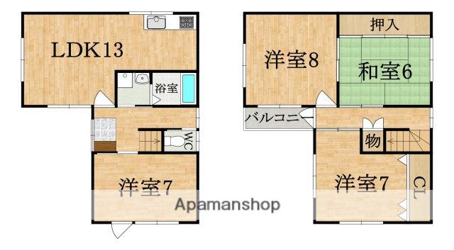 近鉄難波・奈良線 近鉄奈良駅 バス乗車時間：12分 大安寺（奈良県）バス停で下車 徒歩3分 2階建 築29年(4LDK)の間取り写真
