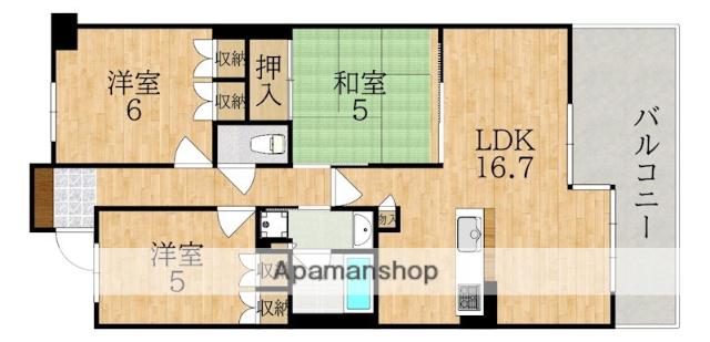 サンクタス・リビオ学園大和 花のまち(3LDK/5階)の間取り写真