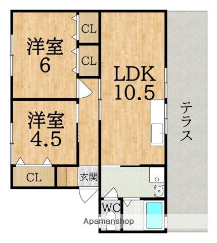 ボナール柳(2LDK/1階)の間取り写真