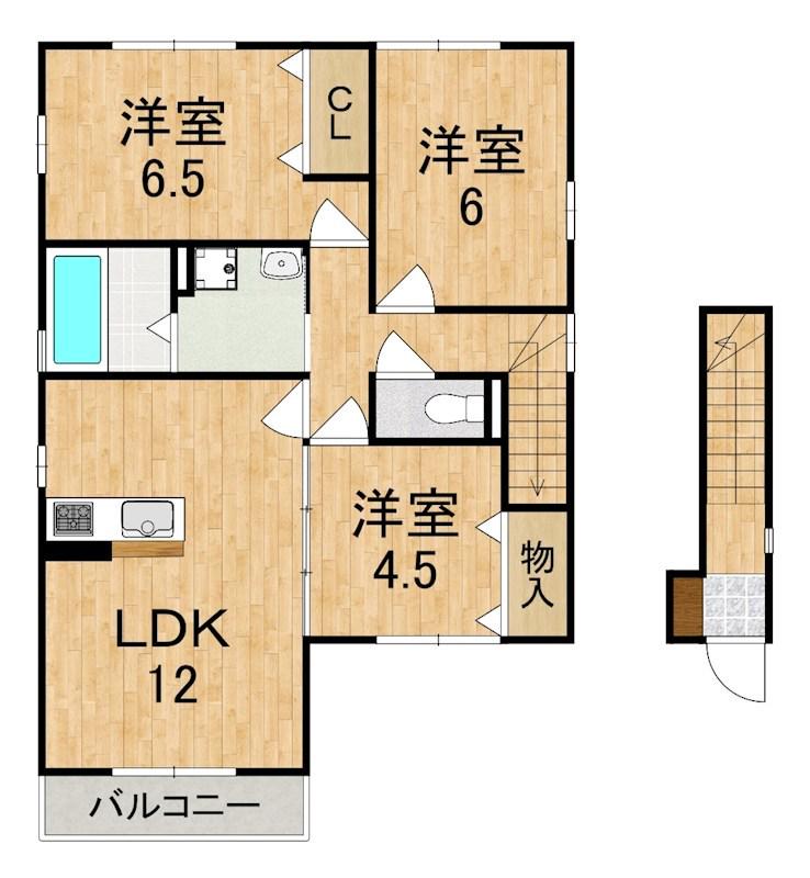ヴィラ弐番館(3LDK/2階)の間取り写真