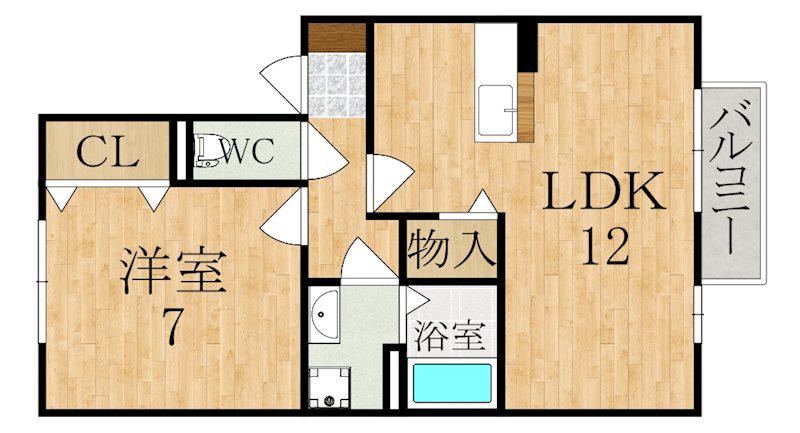 フォンティーヌ(1LDK/2階)の間取り写真
