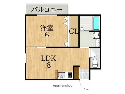 ヒルコート鳥見(1LDK/3階)の間取り写真