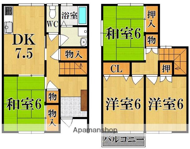 レイクビレッジ好村(4DK/2階)の間取り写真