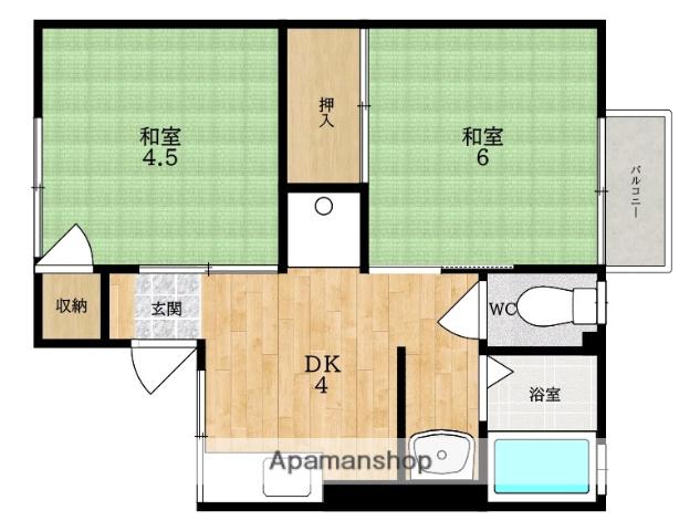 サンハイツ(2DK/2階)の間取り写真