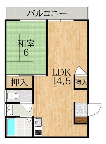 あやめ池ハイツB棟(1LDK/1階)の間取り写真