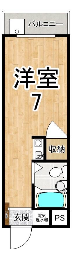 M・コート(ワンルーム/2階)の間取り写真